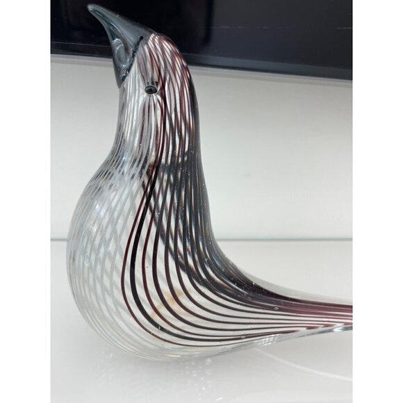 Art Glass Bird Mezza Filagrana Dino Martens Style MCM Elegant Decor Striped - Picture 8 of 8
